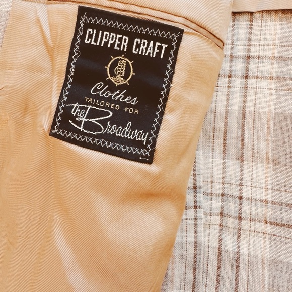 Clipper Craft, Vintage Plaid Tan Men’s Blazer - Picture 4 of 5